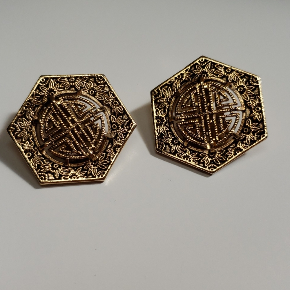 Vintage Asian Style Clip Earrings